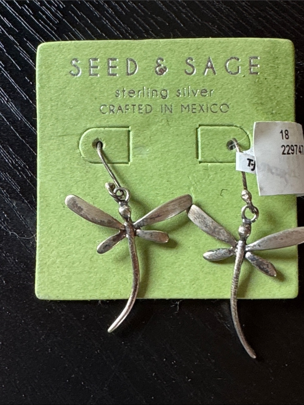 Sterling Silver Dragonfly Drop Earrings - Silver